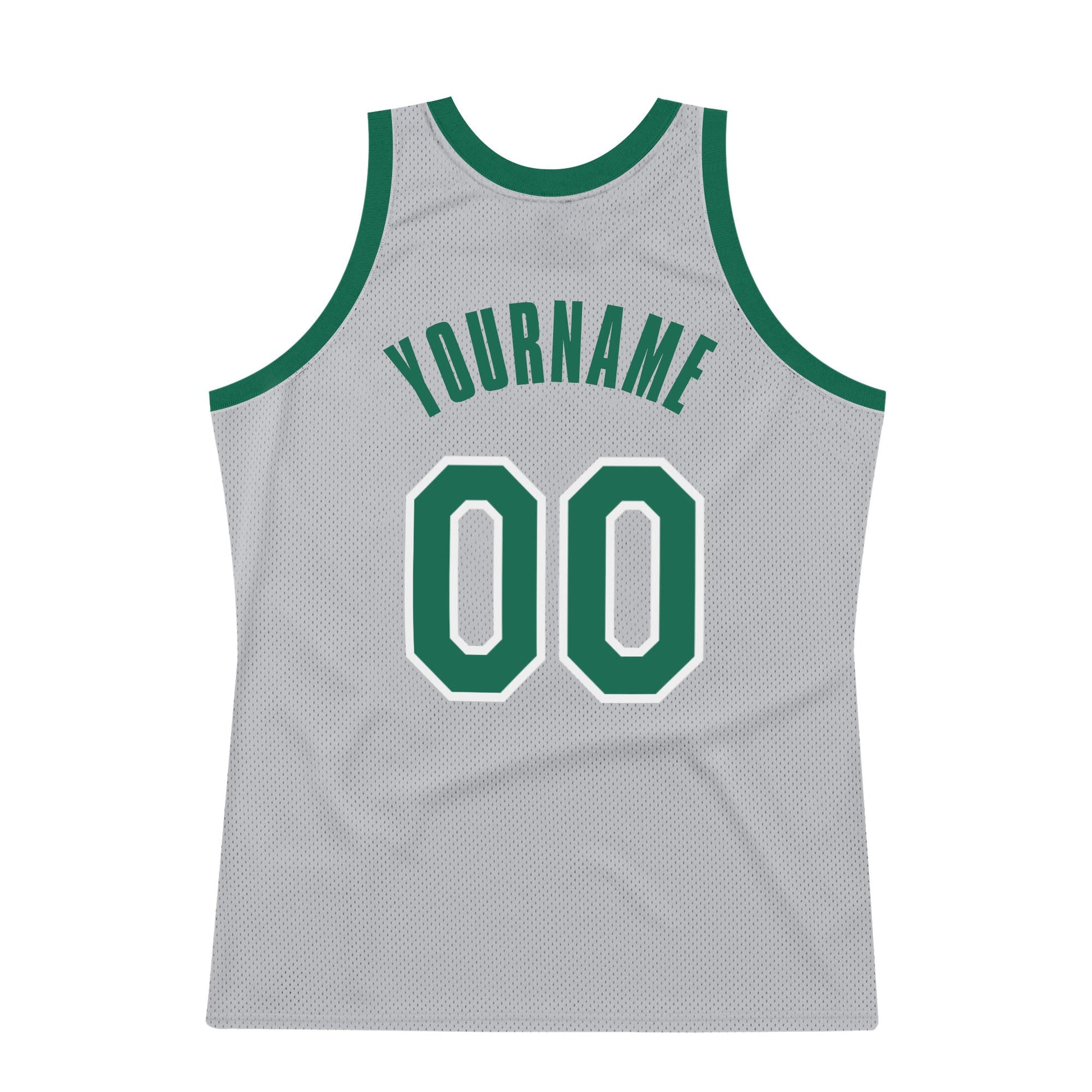Custom Gray Kelly Green-White Authentic Throwback Basketball Jersey view 6