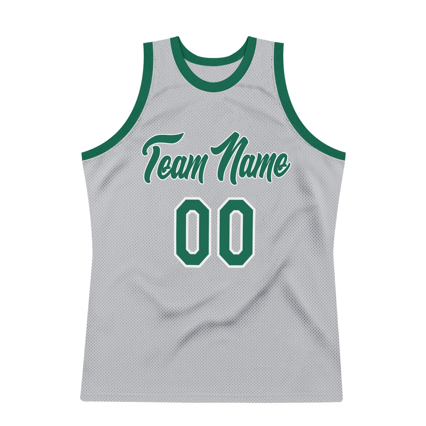 Custom Gray Kelly Green-White Authentic Throwback Basketball Jersey view 7