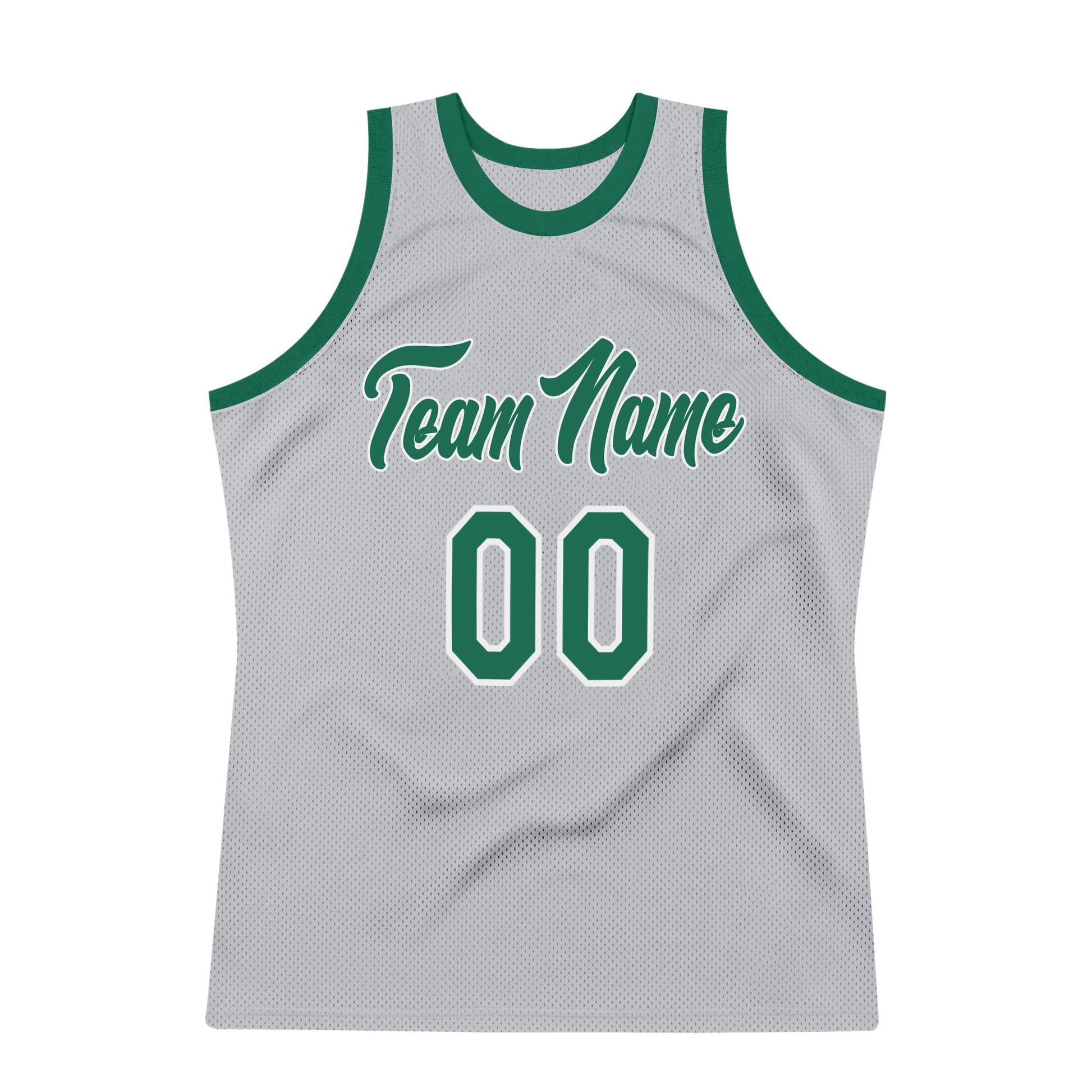 Custom Gray Kelly Green-White Authentic Throwback Basketball Jersey view 7