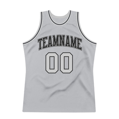 Custom Gray Gray-Black Authentic Throwback Basketball Jersey view 7