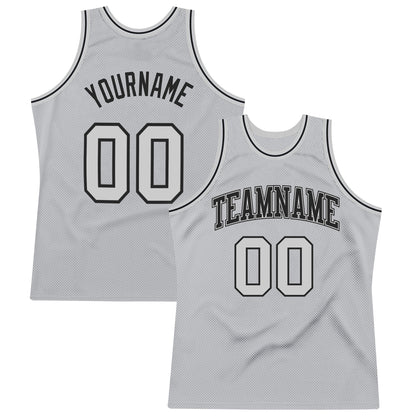 Custom Gray Gray-Black Authentic Throwback Basketball Jersey - Main View