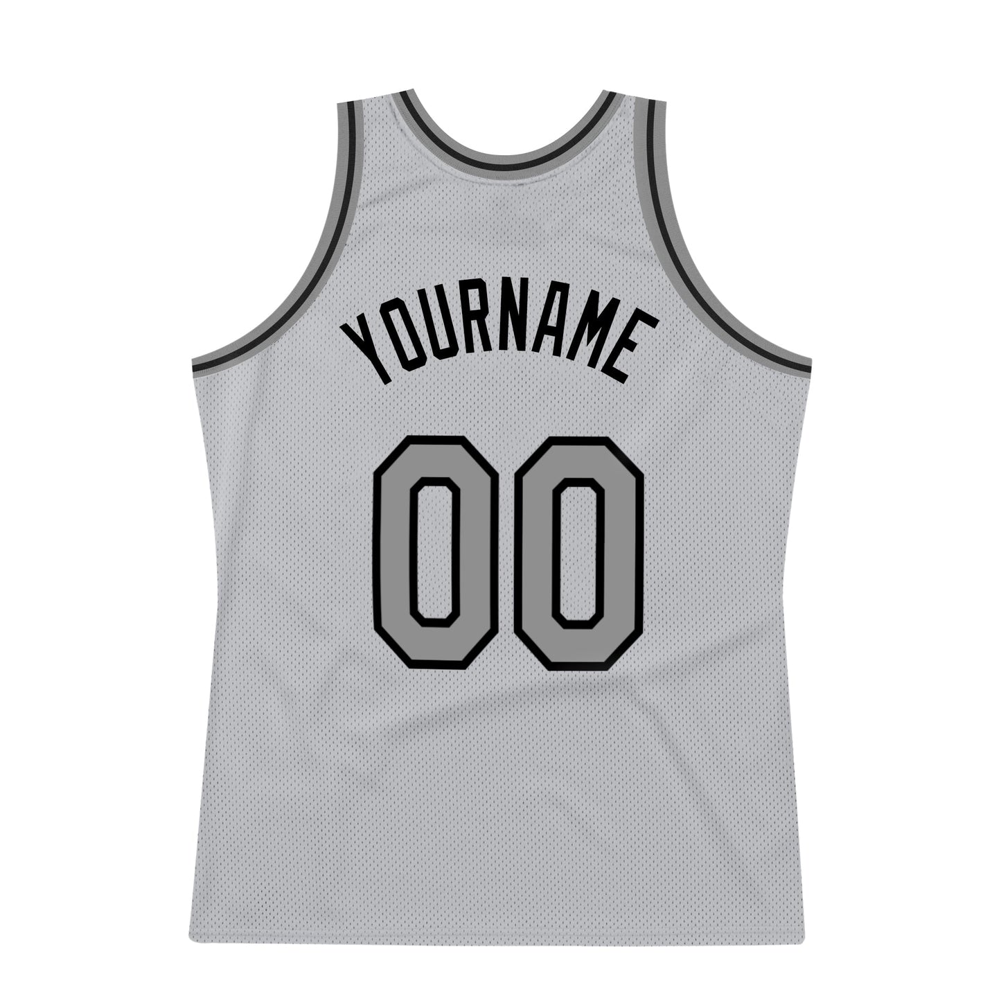 Custom Gray Steel Gray-Black Authentic Throwback Basketball Jersey view 6