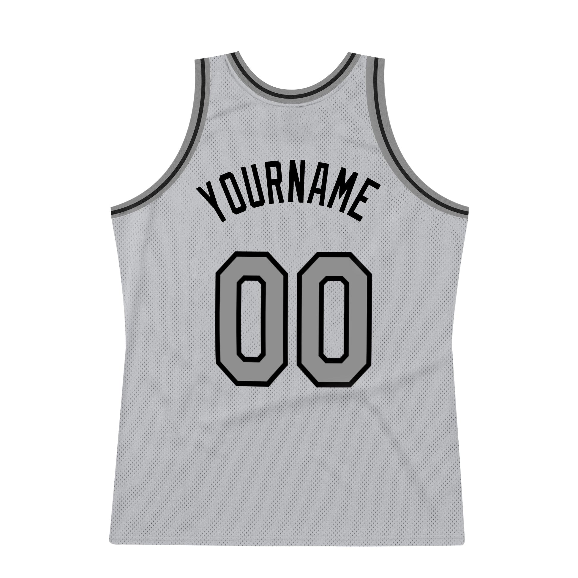 Custom Gray Steel Gray-Black Authentic Throwback Basketball Jersey view 6