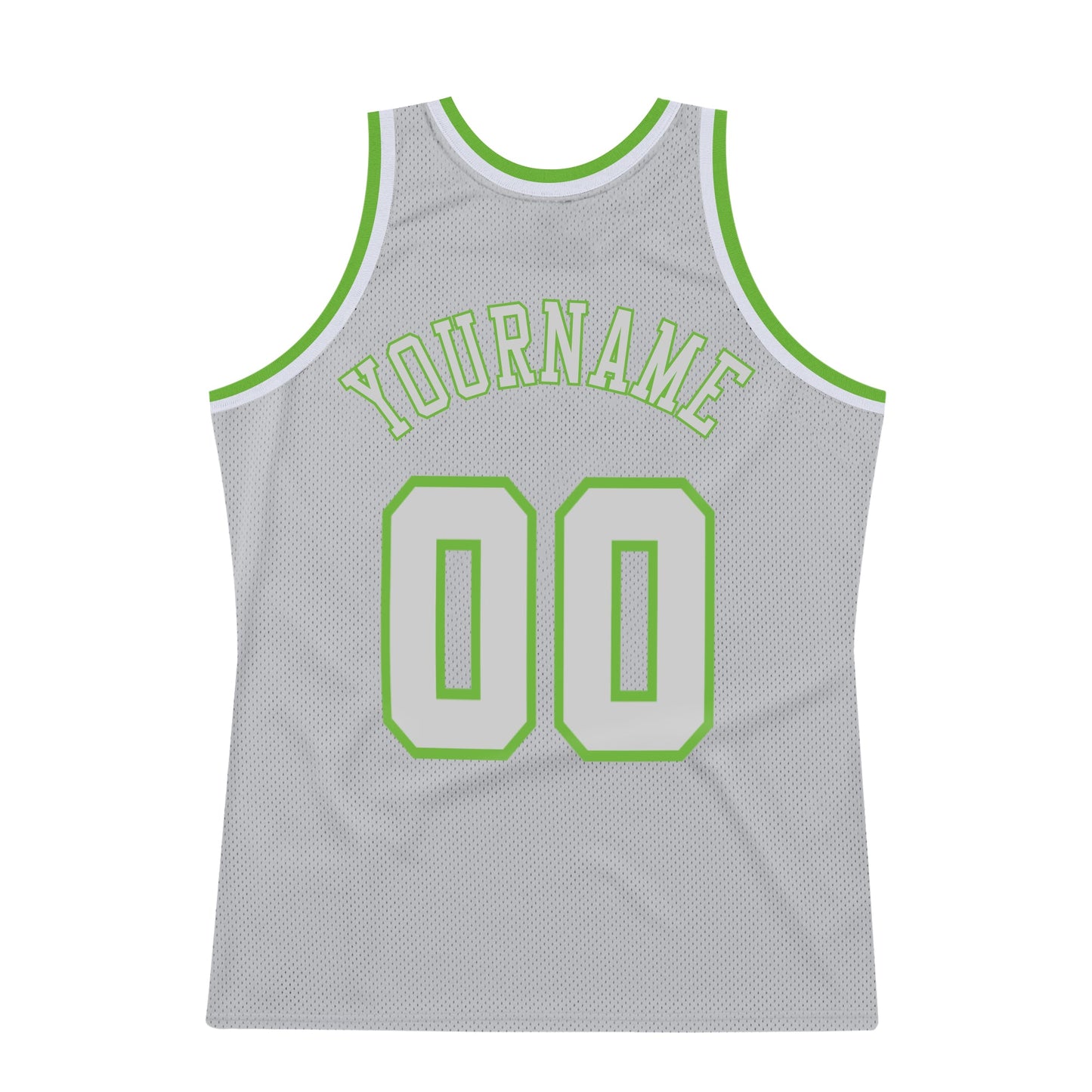Custom Gray Gray-Neon green Authentic Throwback Basketball Jersey view 5