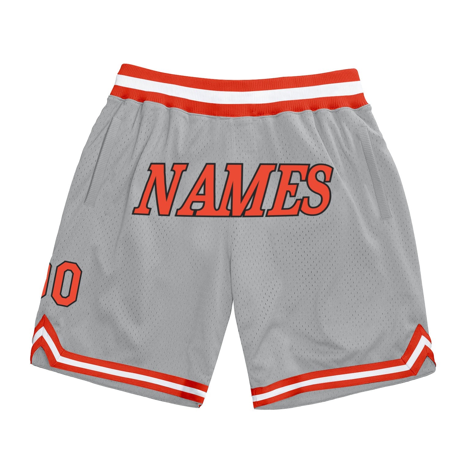 Custom Gray Orange-White Authentic Throwback Basketball Shorts - Main View