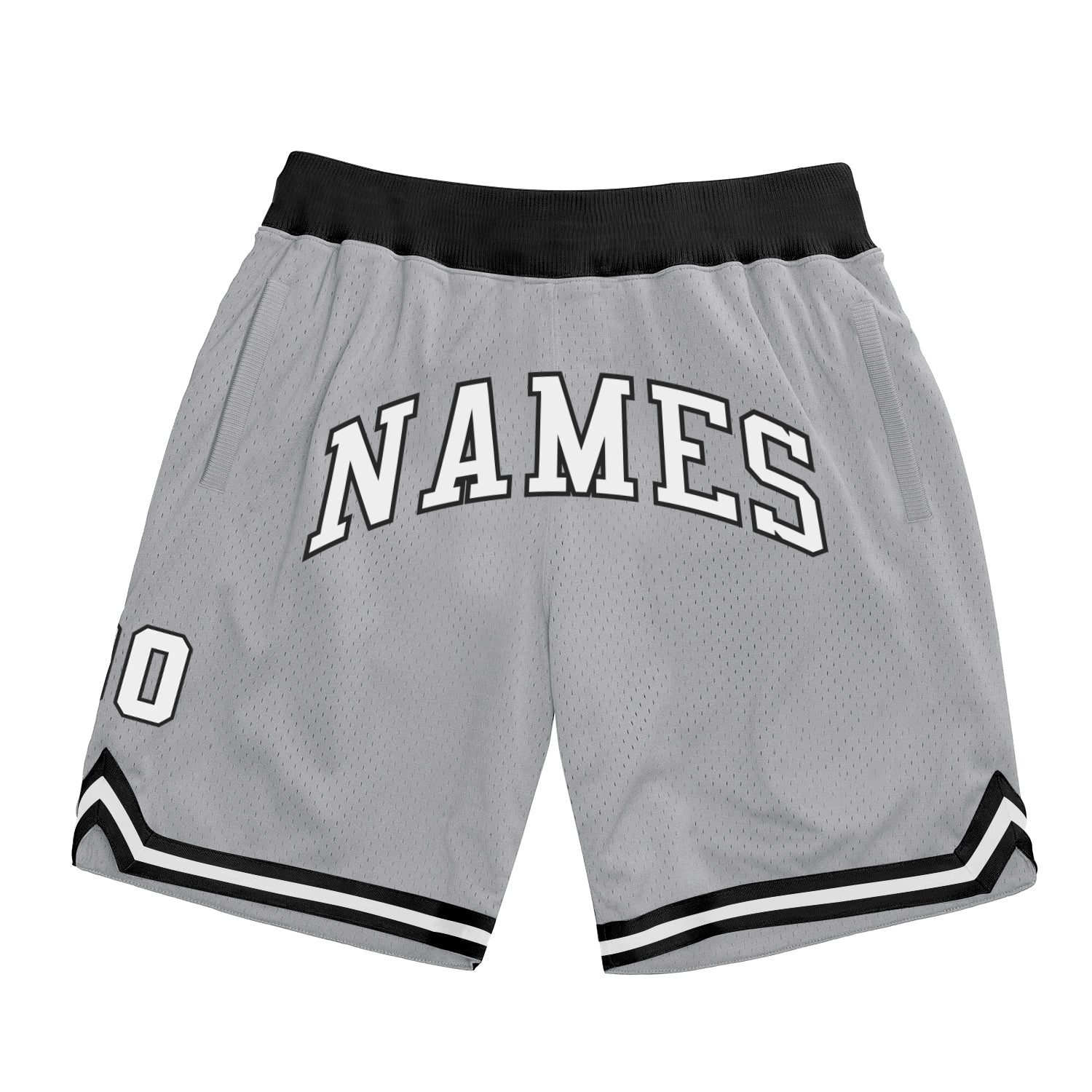 Custom Gray White-Black Authentic Throwback Basketball Shorts - Main View