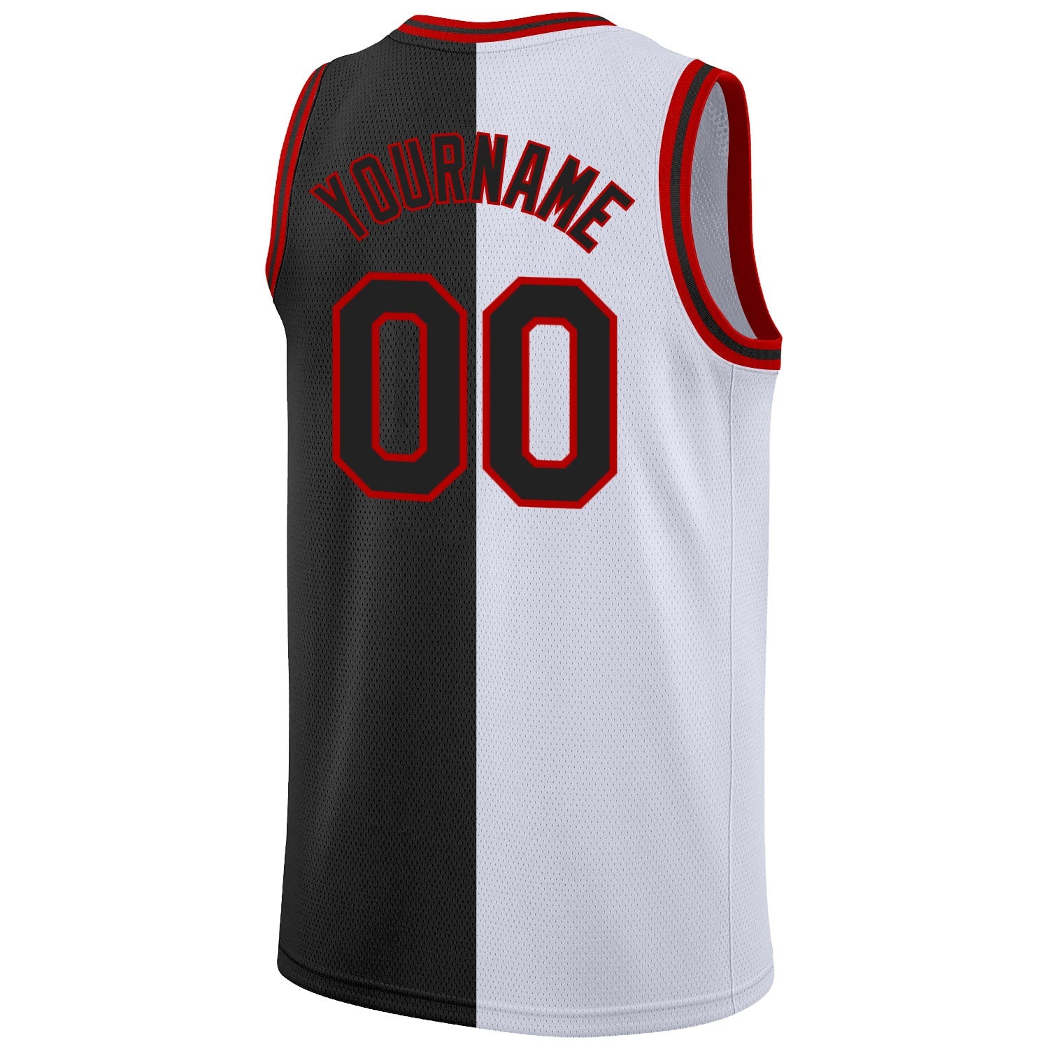 Custom White Black-Red Authentic Split Fashion Basketball Jersey view 6