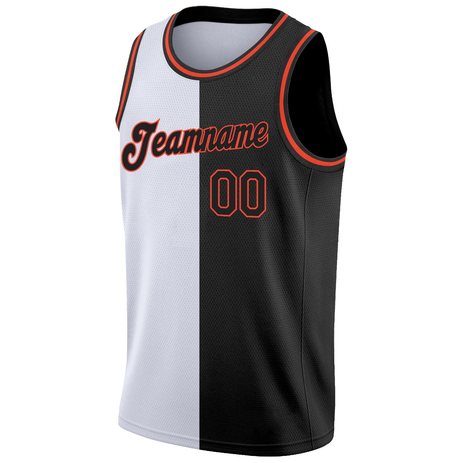 Custom White Black-Orange Authentic Split Fashion Basketball Jersey view 5