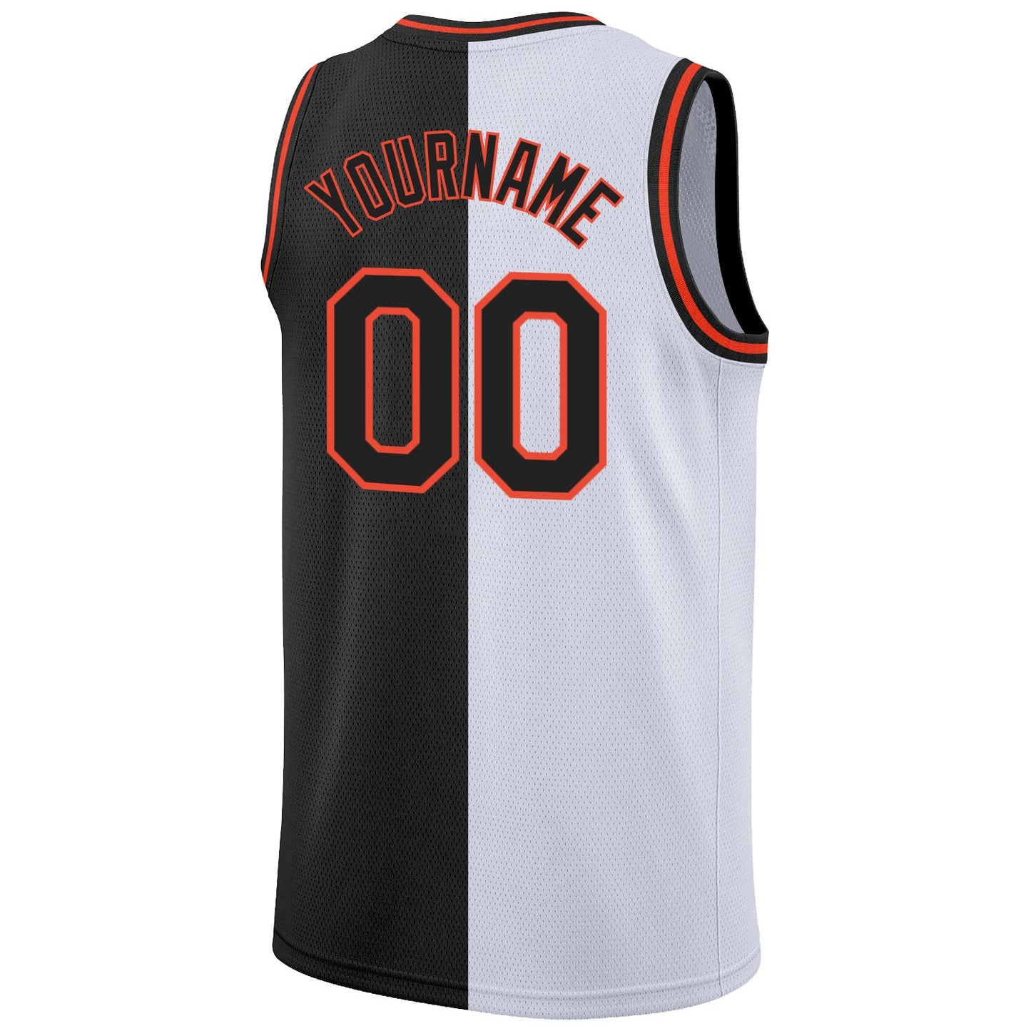 Custom White Black-Orange Authentic Split Fashion Basketball Jersey view 6