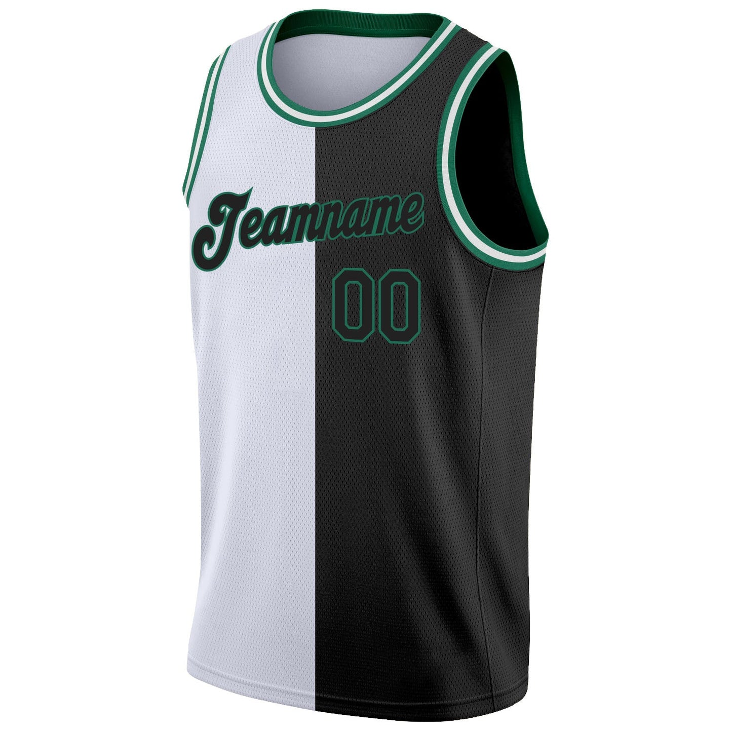Custom White Black-Kelly Green Authentic Split Fashion Basketball Jersey view 5