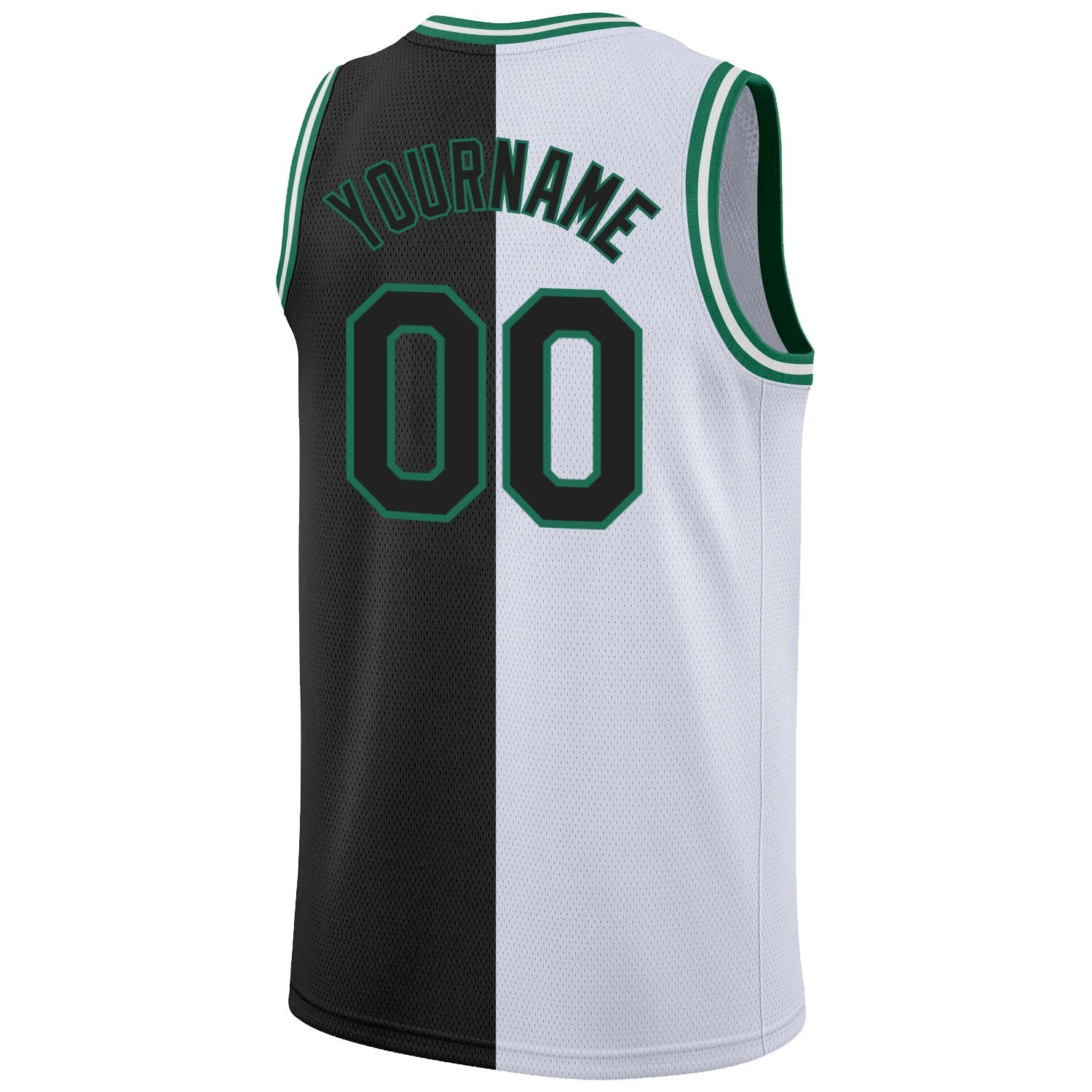 Custom White Black-Kelly Green Authentic Split Fashion Basketball Jersey view 6