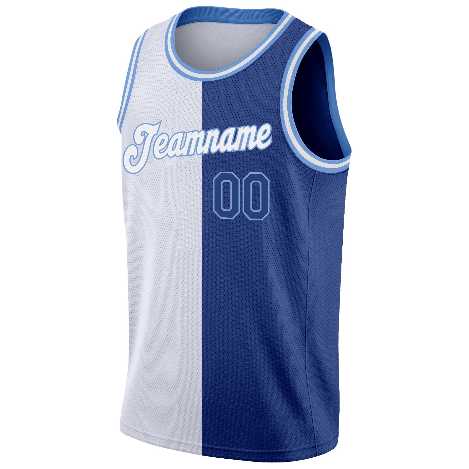 Custom White Royal-Light Blue Authentic Split Fashion Basketball Jersey view 5
