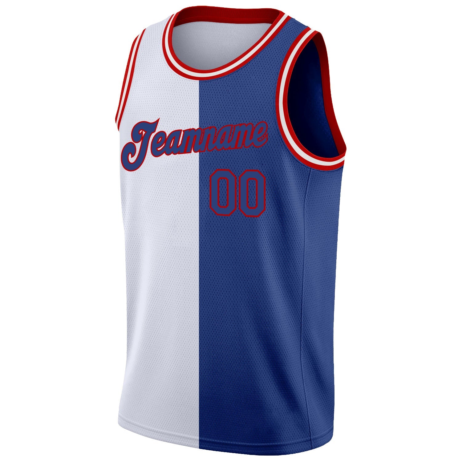 Custom White Royal-Red Authentic Split Fashion Basketball Jersey view 5