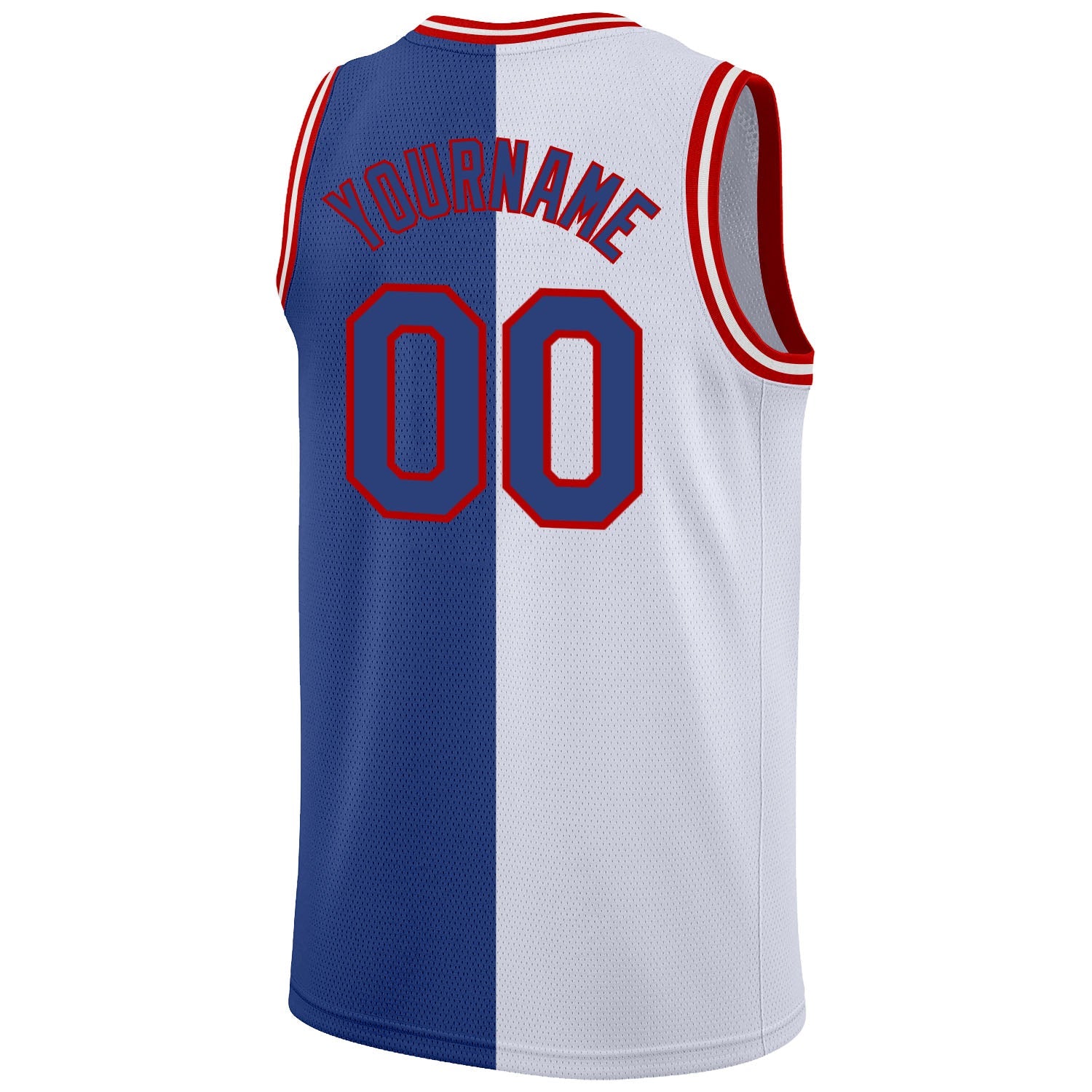 Custom White Royal-Red Authentic Split Fashion Basketball Jersey view 6