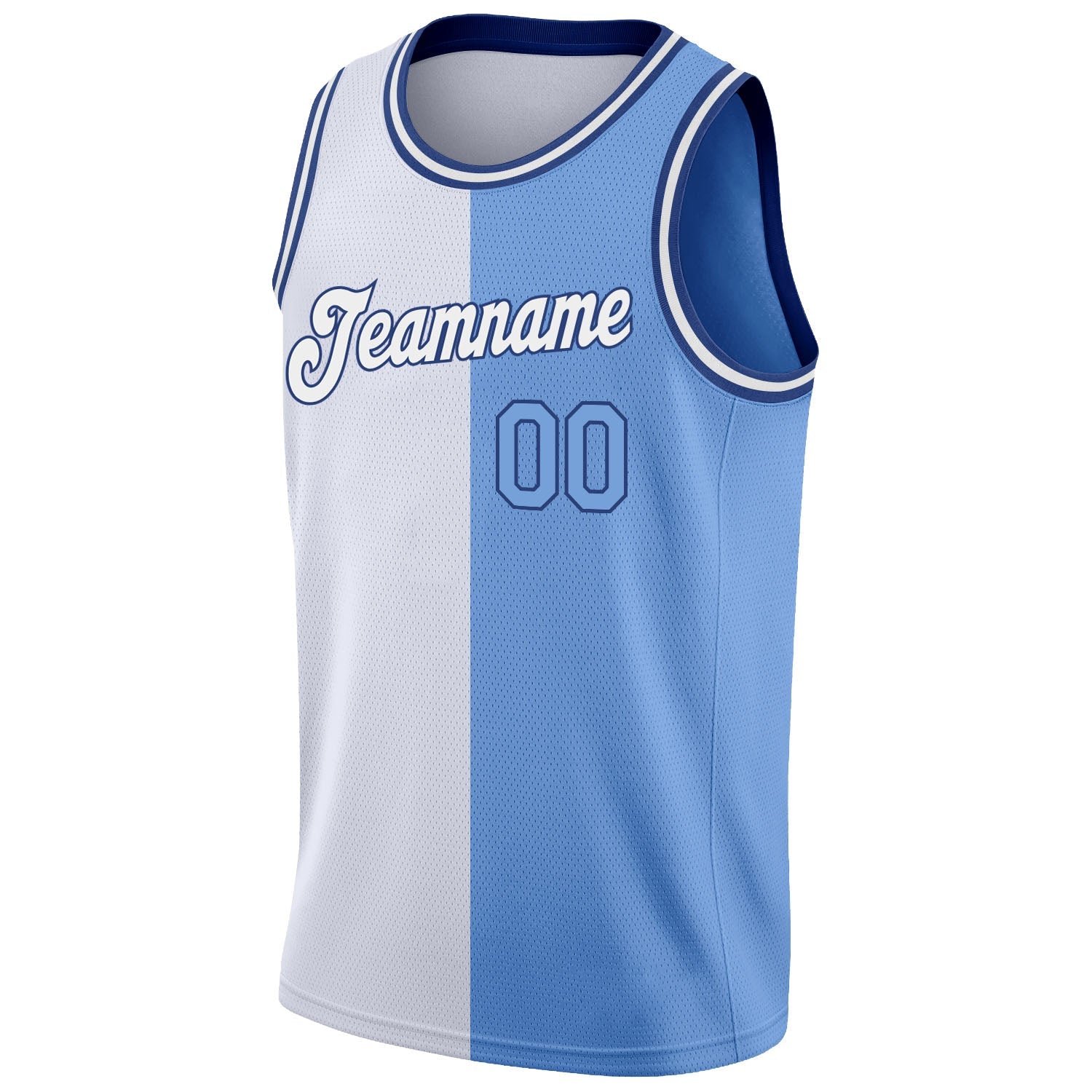 Custom White Light Blue-Royal Authentic Split Fashion Basketball Jersey view 5