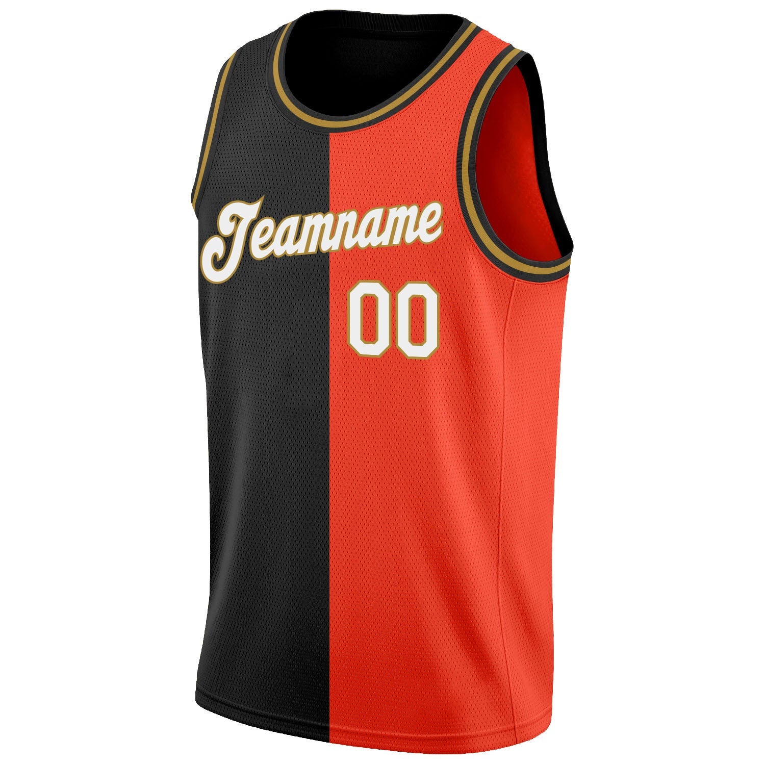 Custom Orange White-Black Authentic Split Fashion Basketball Jersey view 5