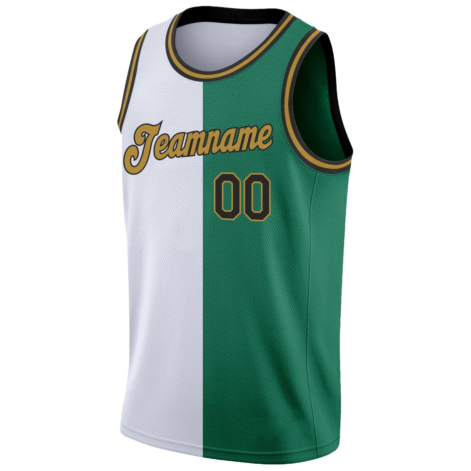 Custom Kelly Green Black-White Authentic Split Fashion Basketball Jersey view 5