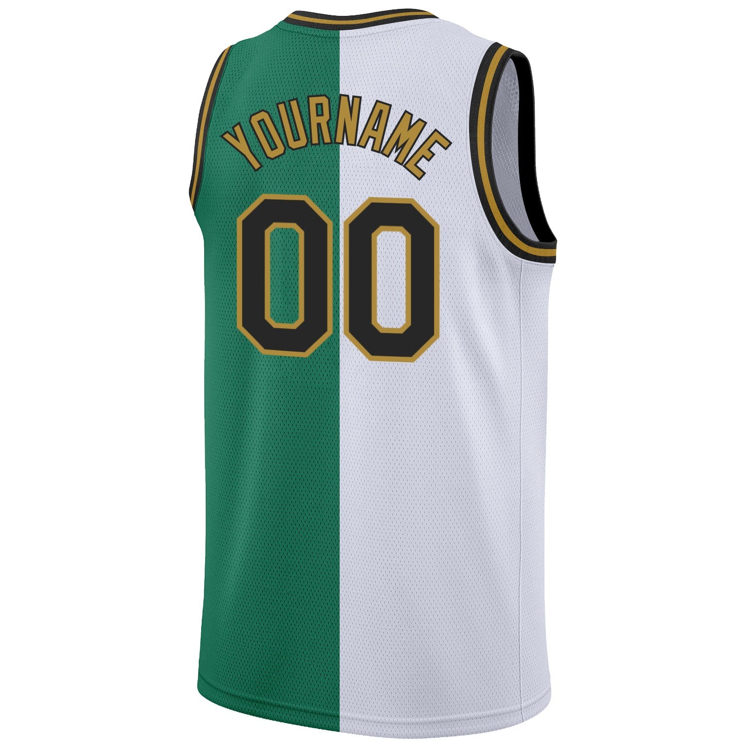 Custom Kelly Green Black-White Authentic Split Fashion Basketball Jersey view 6