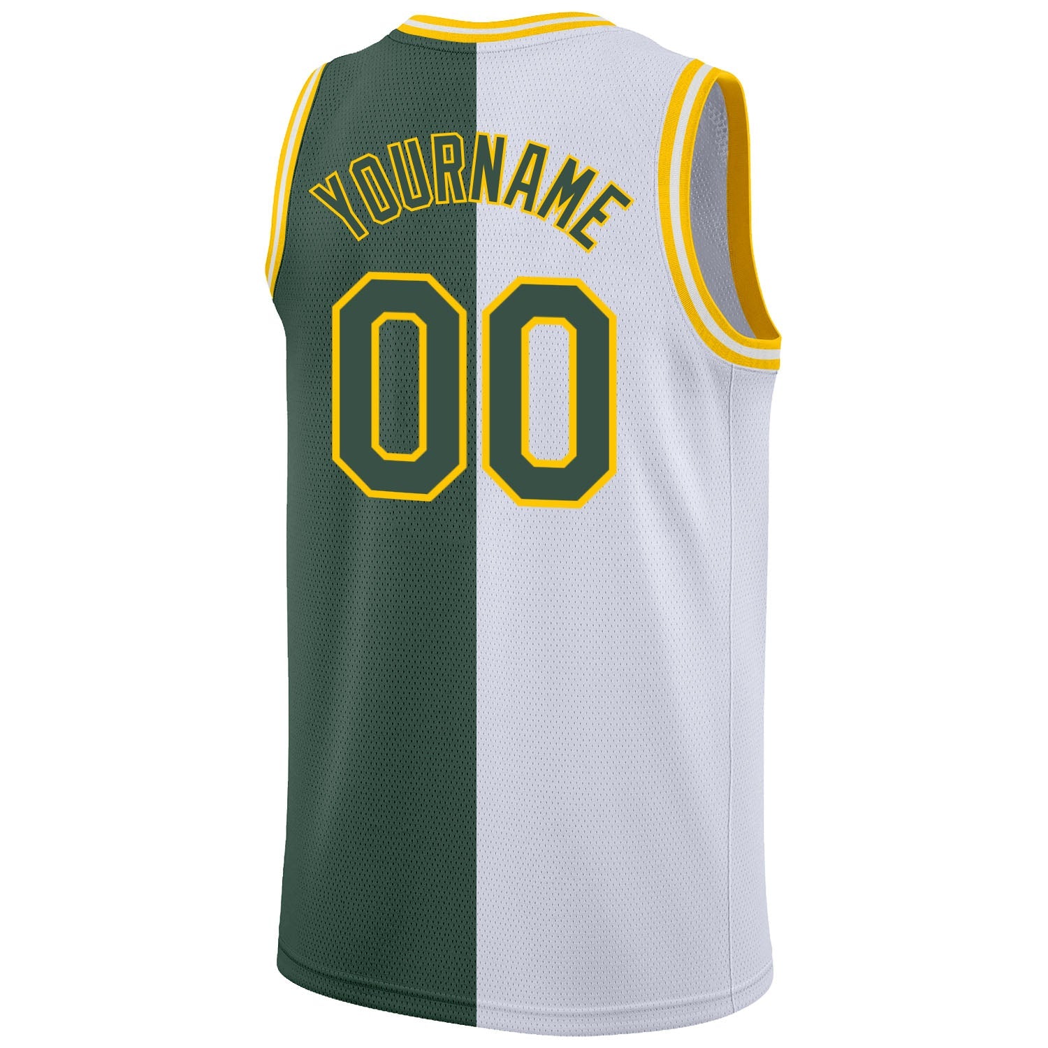 Custom White Hunter Green-Gold Authentic Split Fashion Basketball Jersey view 6