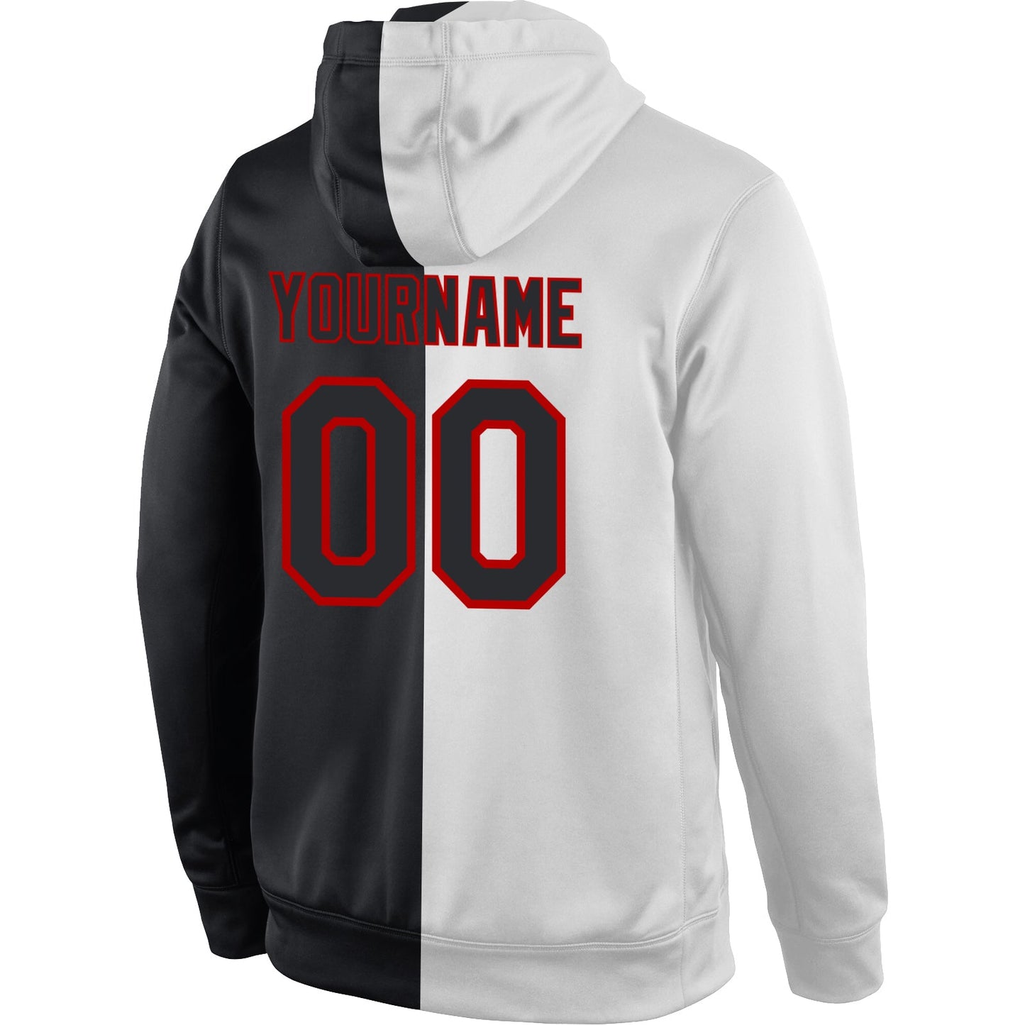 Custom Stitched White Black-Red Split Fashion Sports Pullover Sweatshirt Hoodie view 3