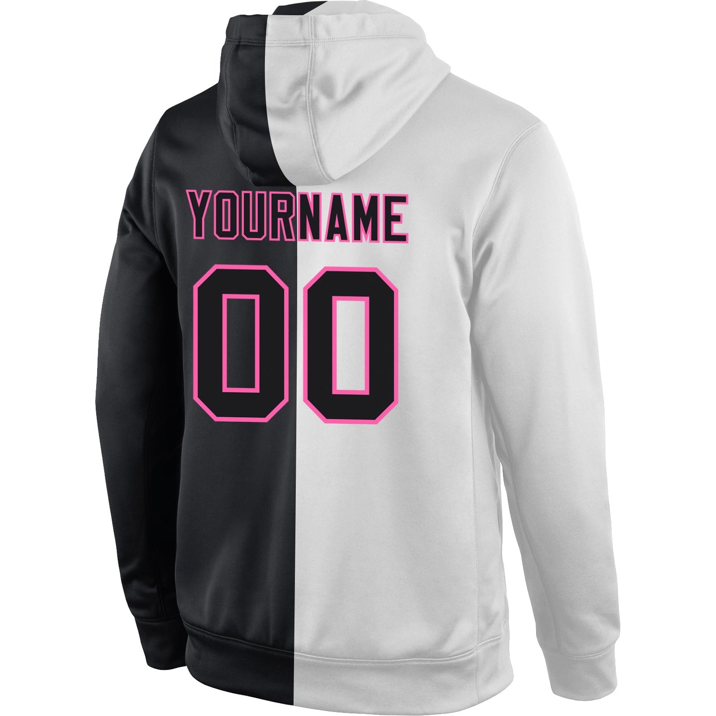 Custom Stitched White Black-Pink Split Fashion Sports Pullover Sweatshirt Hoodie view 3