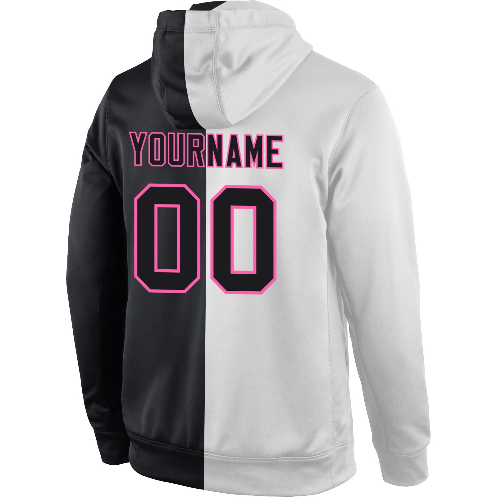Custom Stitched White Black-Pink Split Fashion Sports Pullover Sweatshirt Hoodie view 3