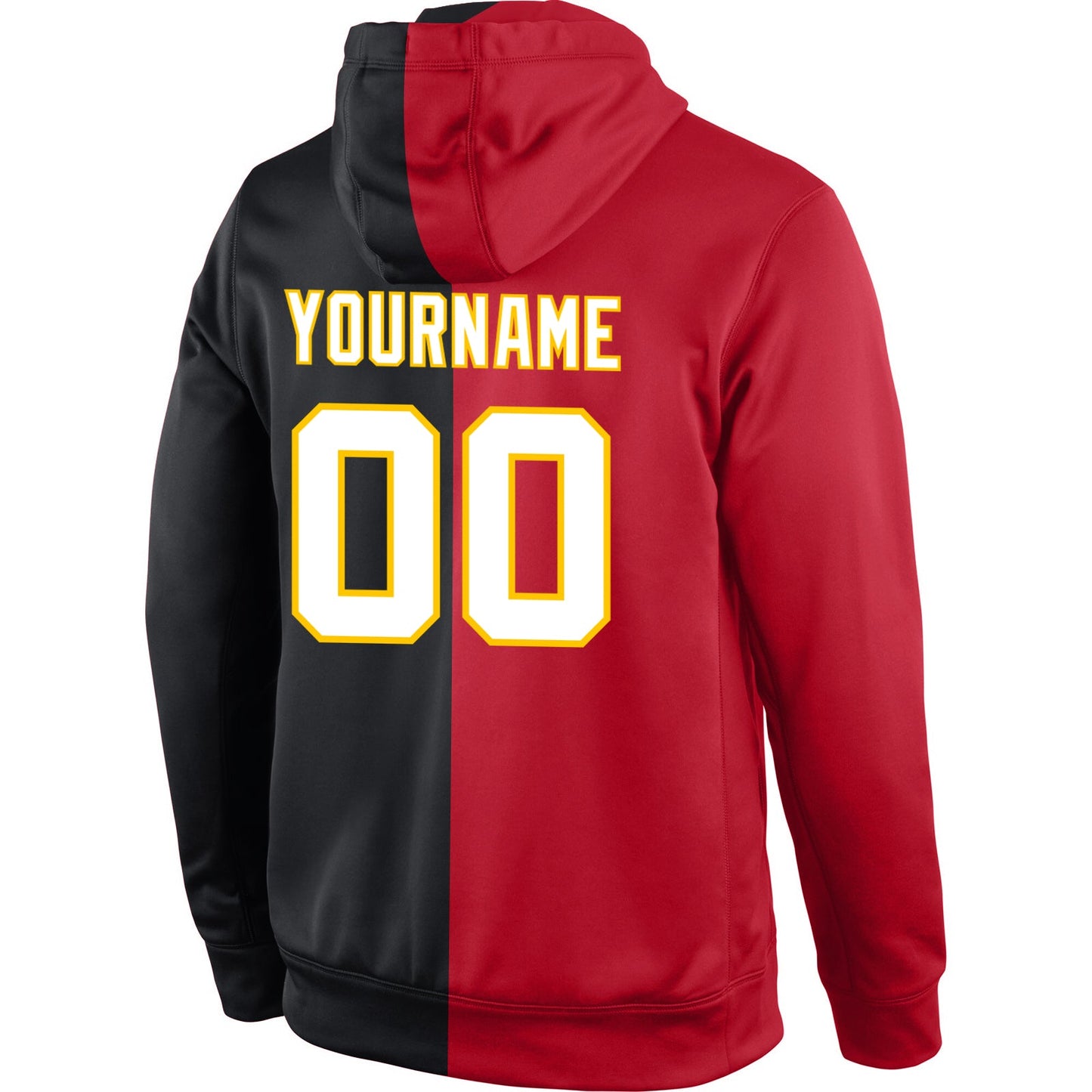 Custom Stitched Red White-Black Split Fashion Sports Pullover Sweatshirt Hoodie view 3
