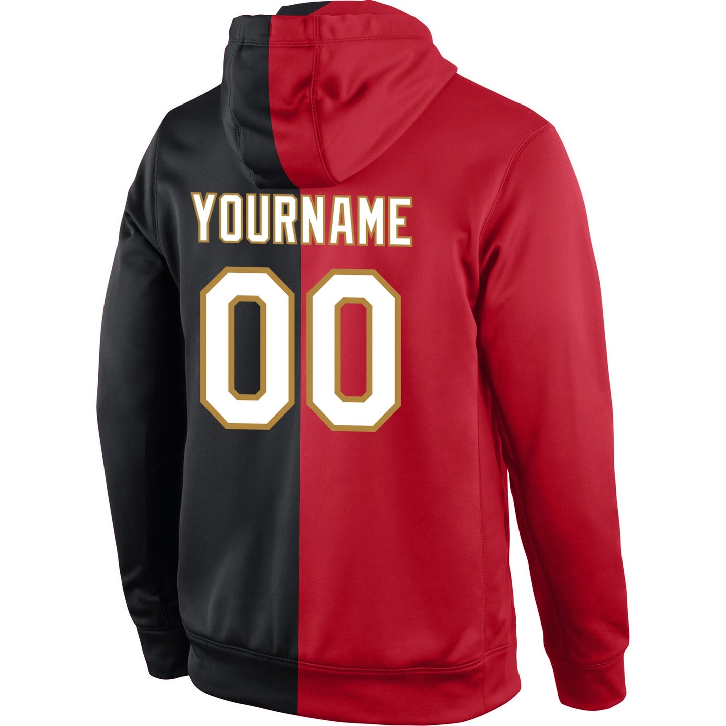 Custom Stitched Red White-Black Split Fashion Sports Pullover Sweatshirt Hoodie view 3