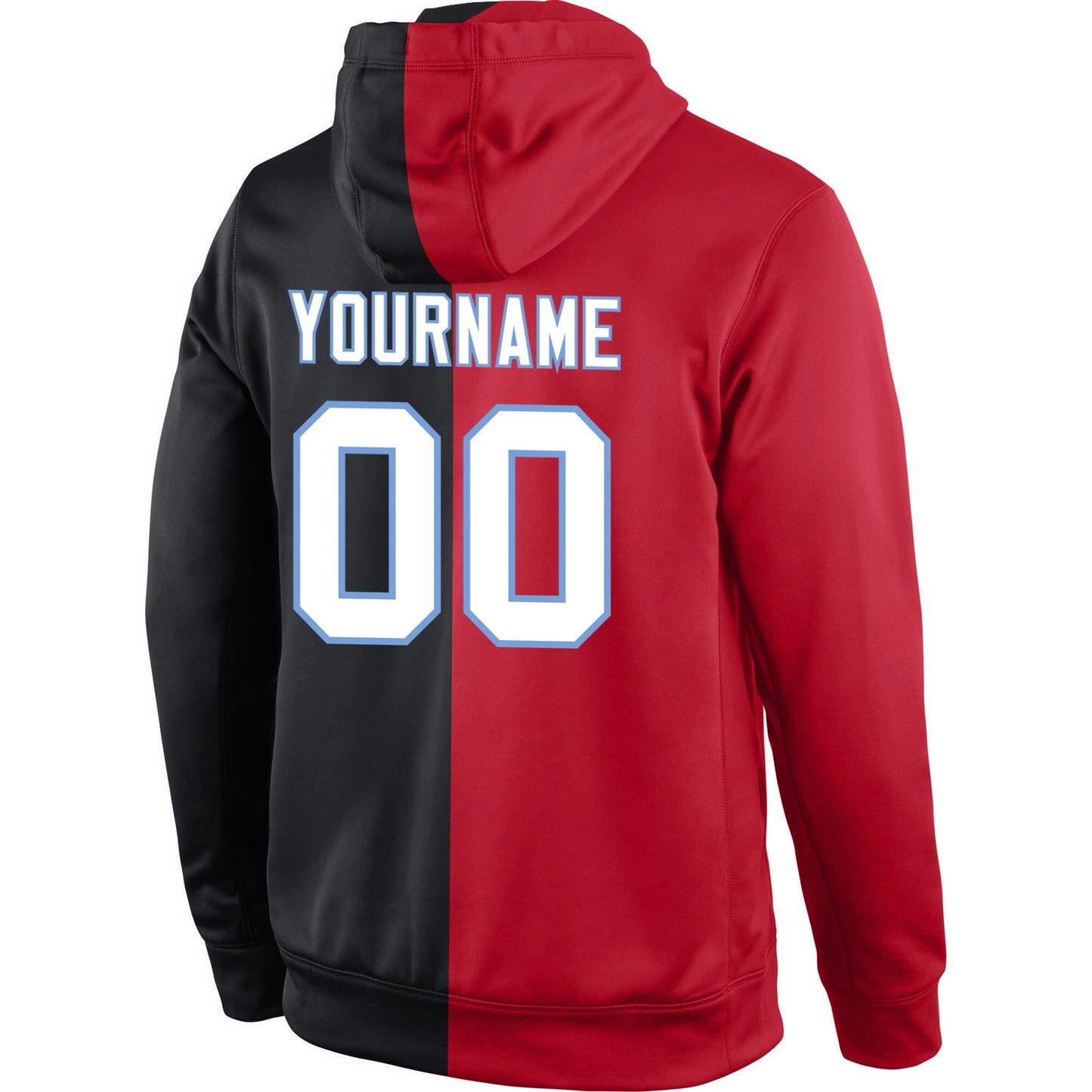 Custom Stitched Red White-Black Split Fashion Sports Pullover Sweatshirt Hoodie view 3