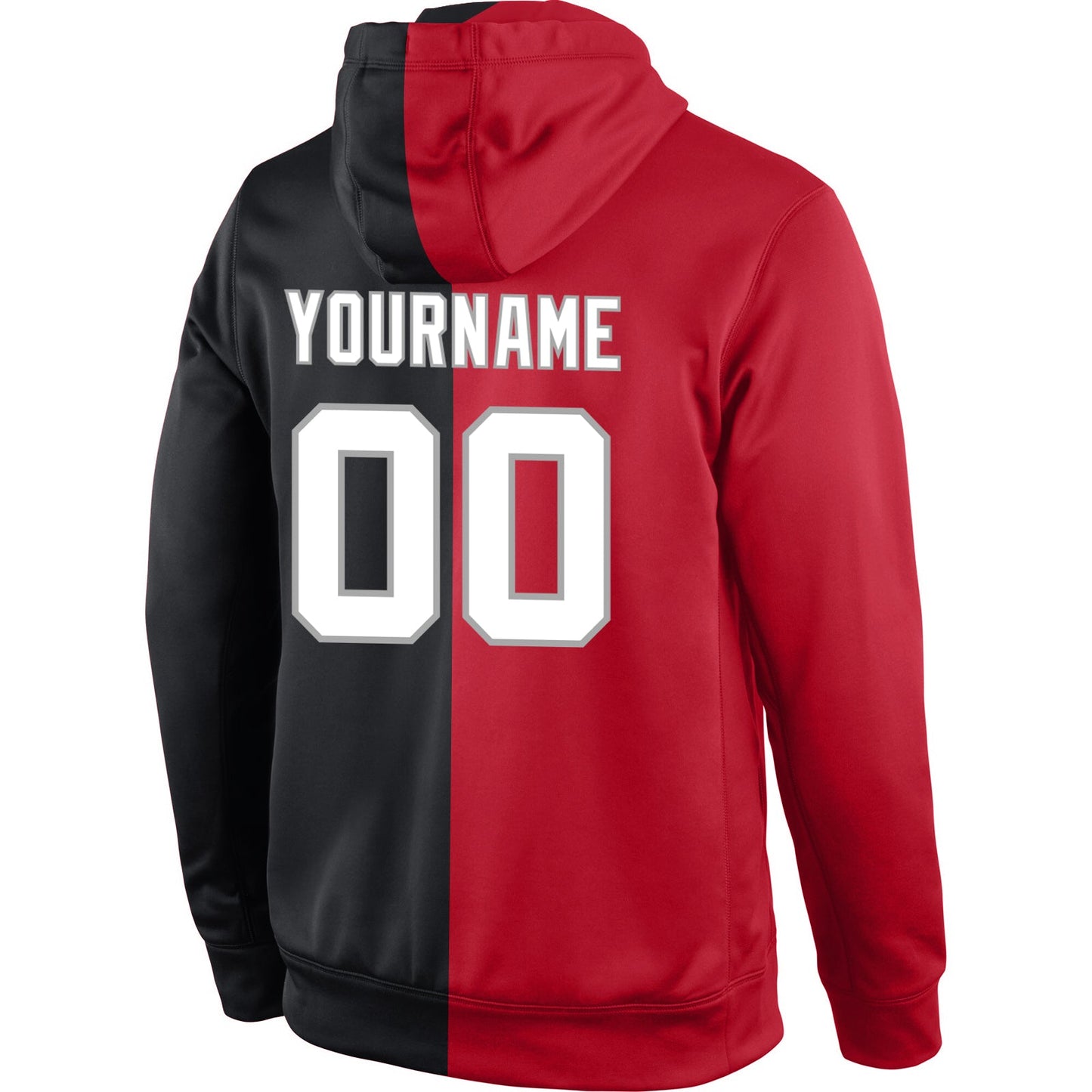 Custom Stitched Red White-Black Split Fashion Sports Pullover Sweatshirt Hoodie view 3
