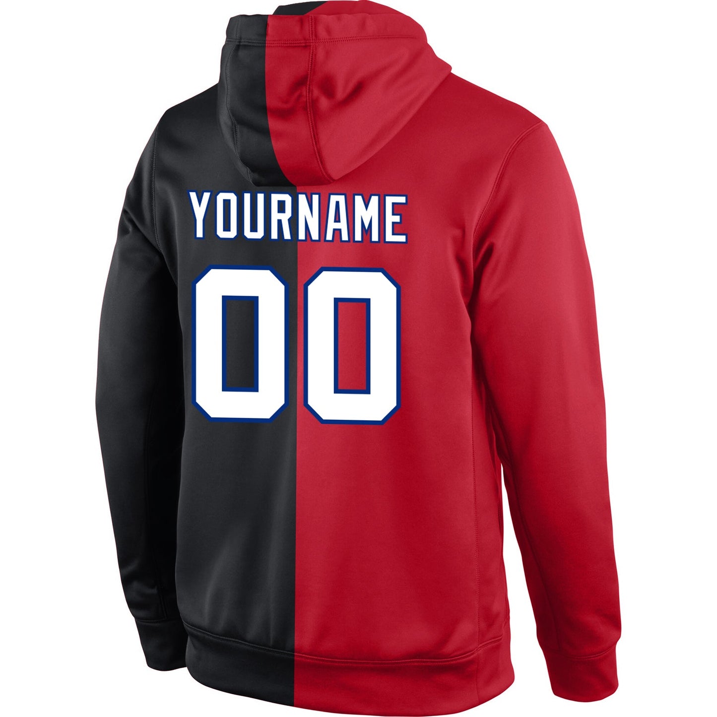 Custom Stitched Red White-Black Split Fashion Sports Pullover Sweatshirt Hoodie view 3