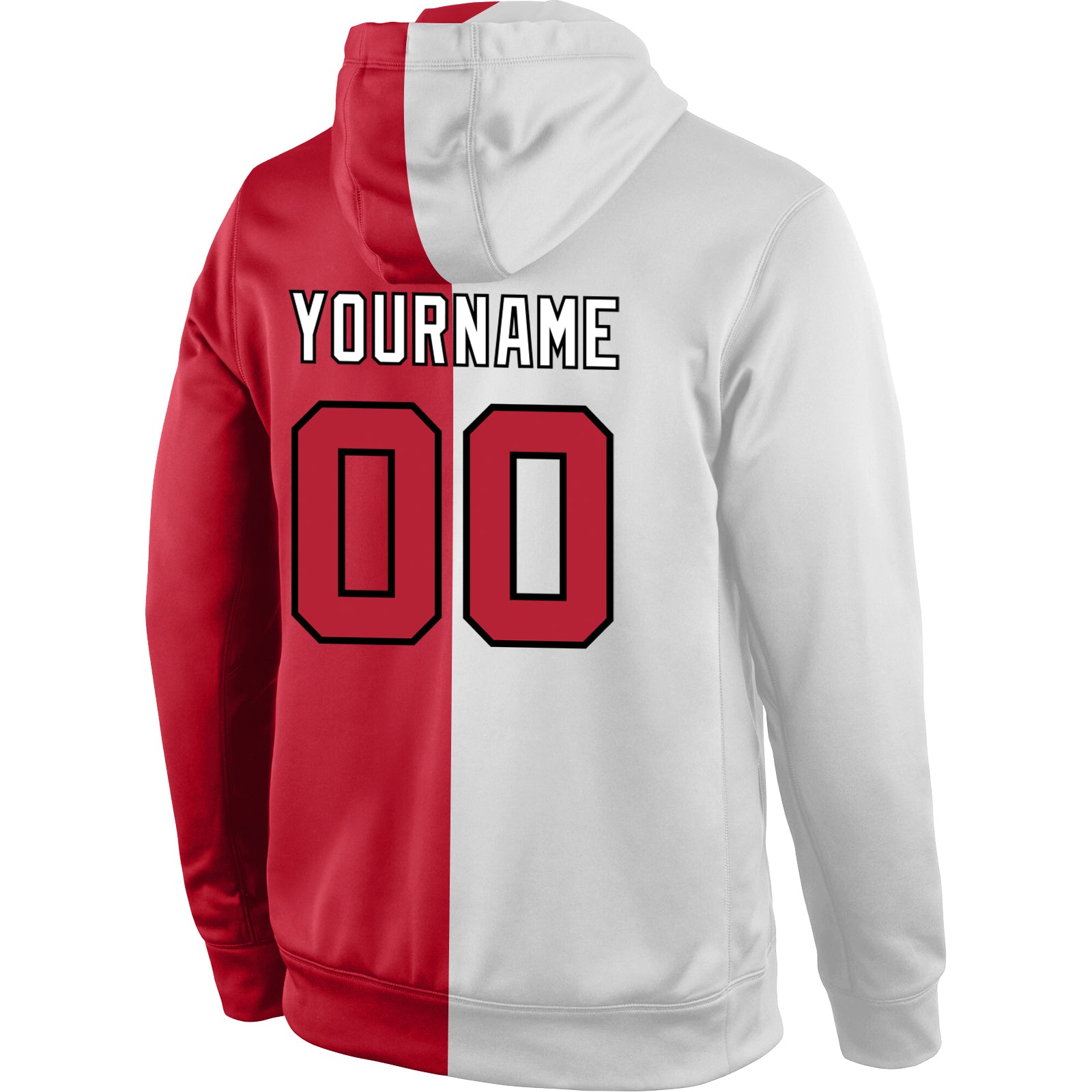 Custom Stitched White Red-Black Split Fashion Sports Pullover Sweatshirt Hoodie view 3