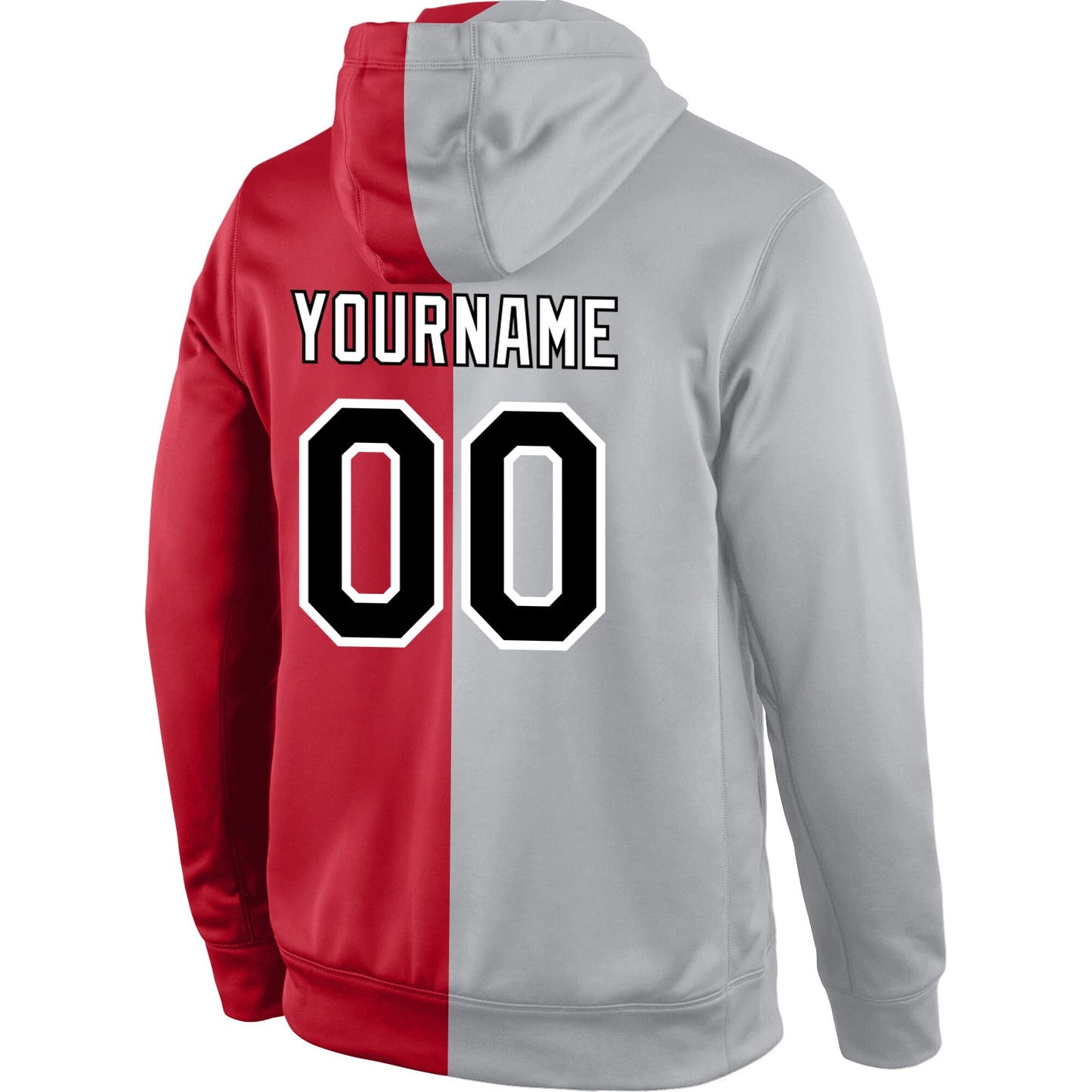 Custom Stitched Gray Black-Red Split Fashion Sports Pullover Sweatshirt Hoodie view 3