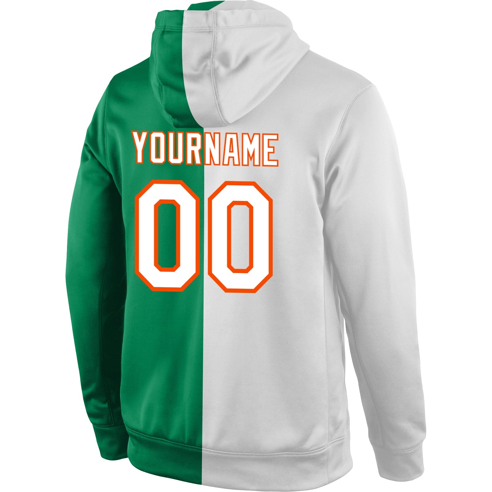 Custom Stitched Kelly Green White-Orange Split Fashion Sports Pullover Sweatshirt Hoodie view 3