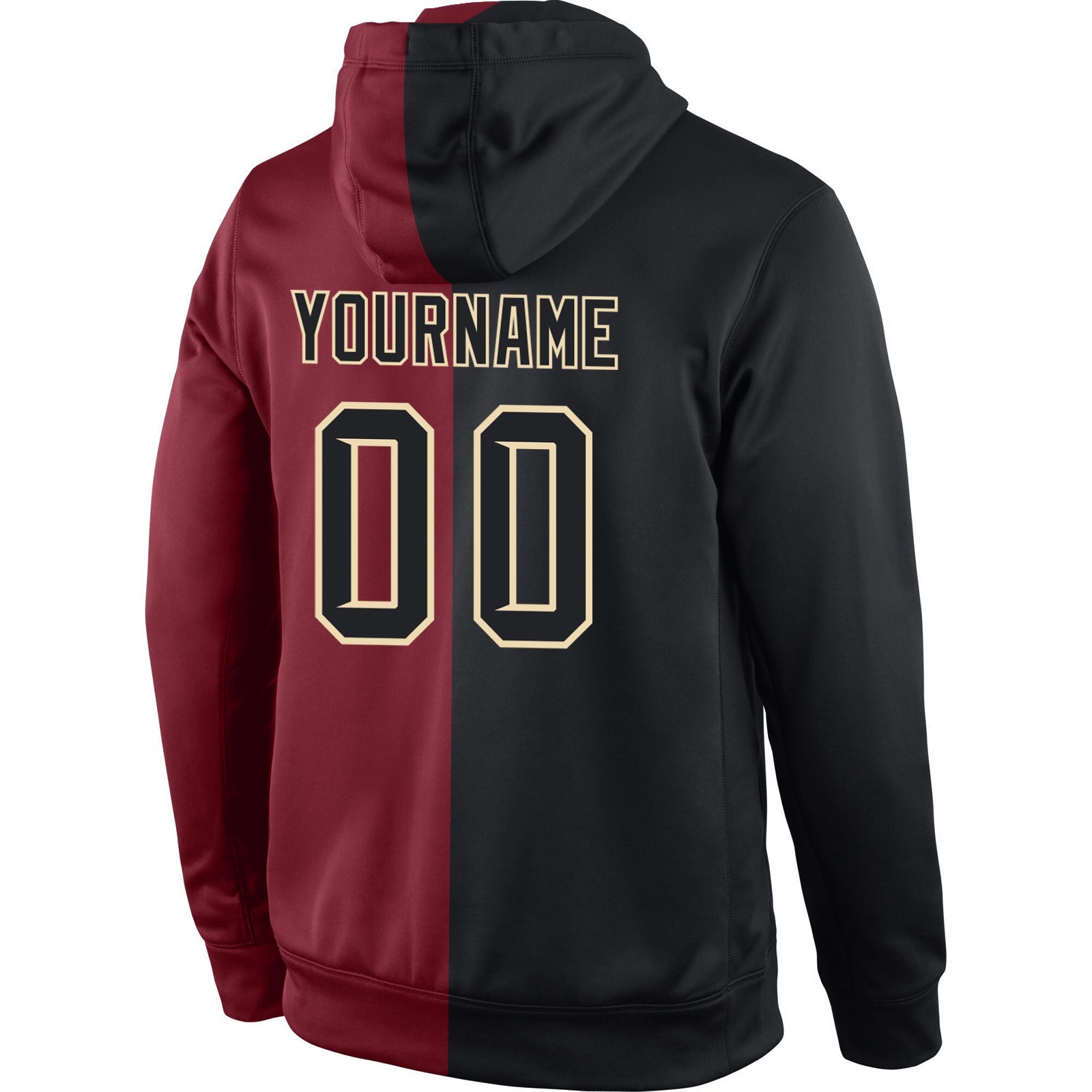 Custom Stitched Crimson Black-Cream Split Fashion Sports Pullover Sweatshirt Hoodie view 3