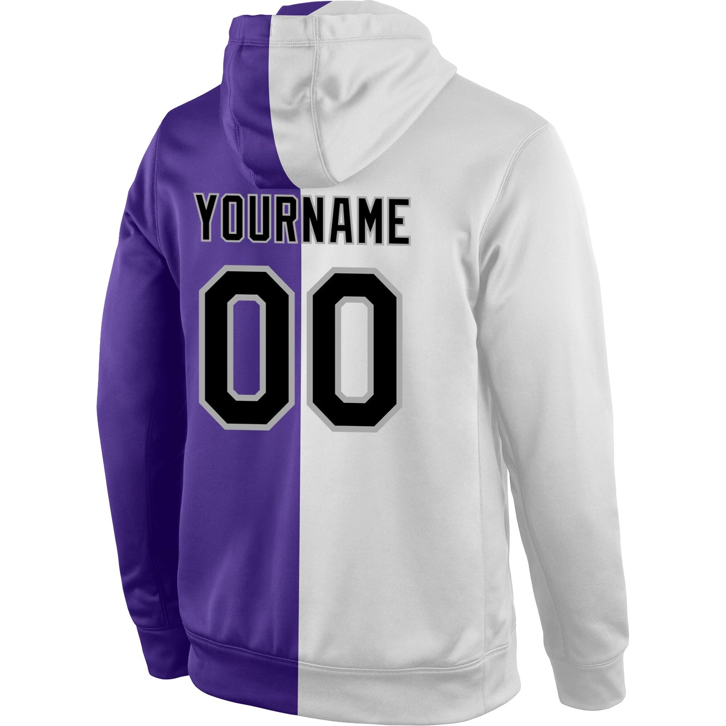 Custom Stitched White Black-Purple Split Fashion Sports Pullover Sweatshirt Hoodie view 3