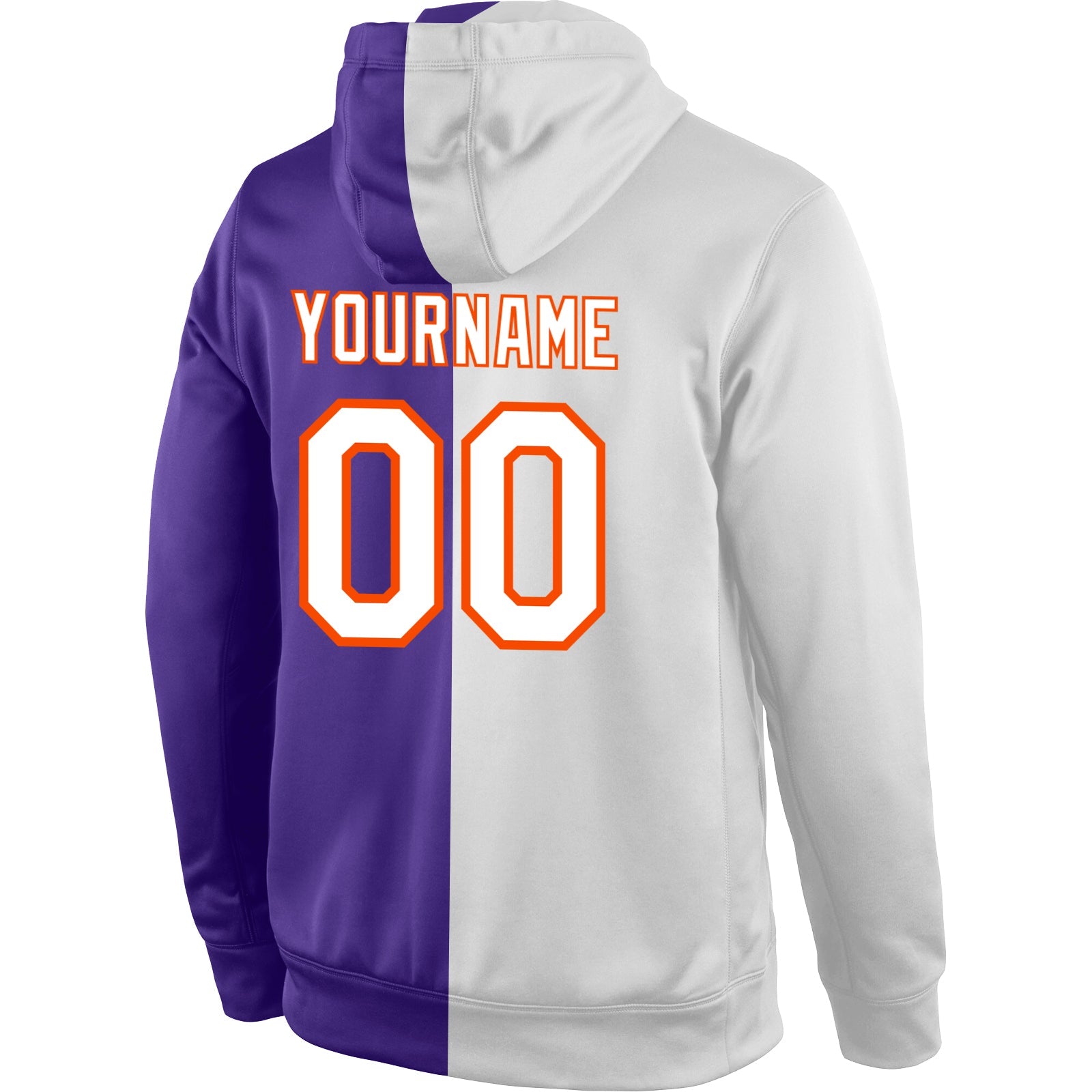 Custom Stitched Purple White-Orange Split Fashion Sports Pullover Sweatshirt Hoodie view 3