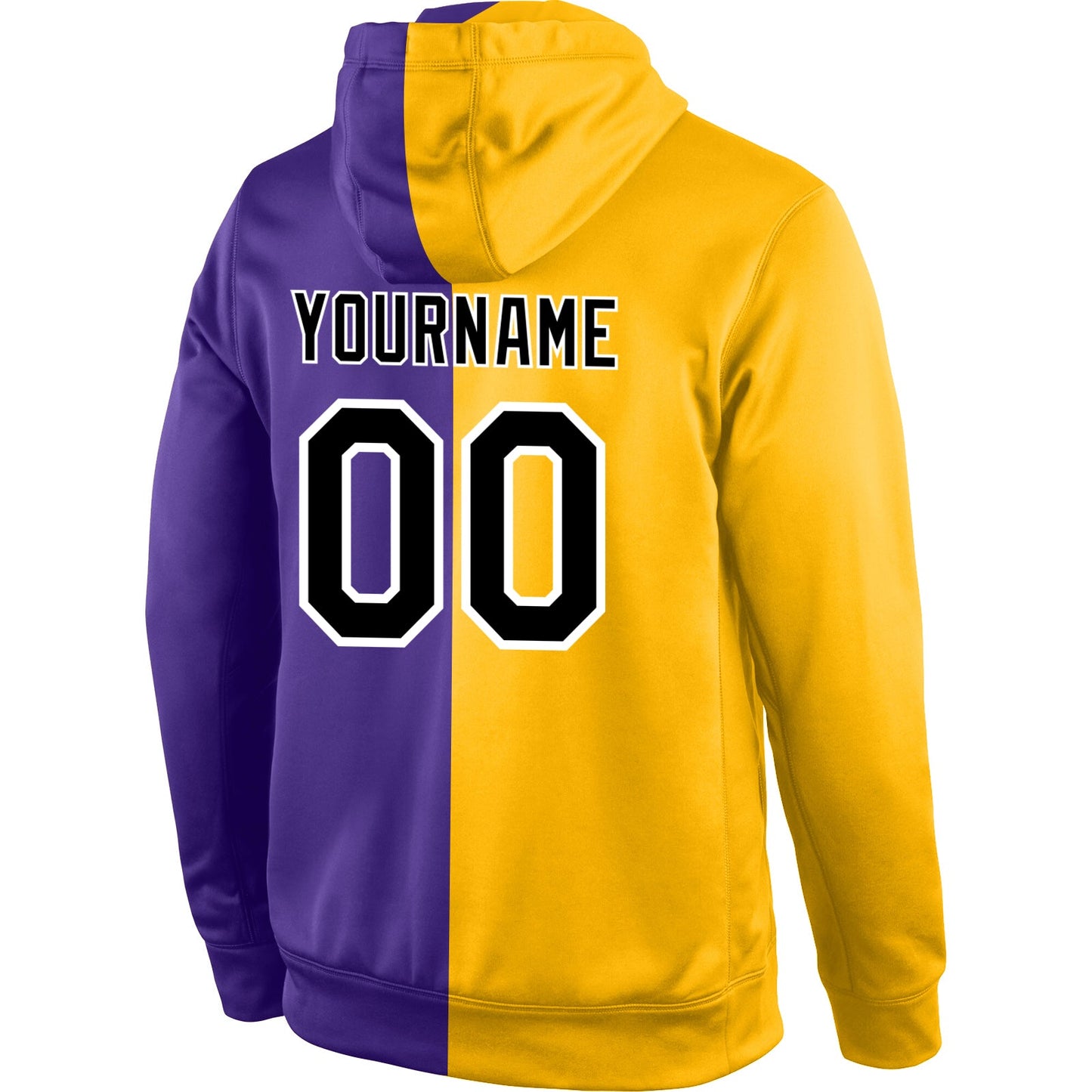 Custom Stitched Gold Black-Purple Split Fashion Sports Pullover Sweatshirt Hoodie view 3