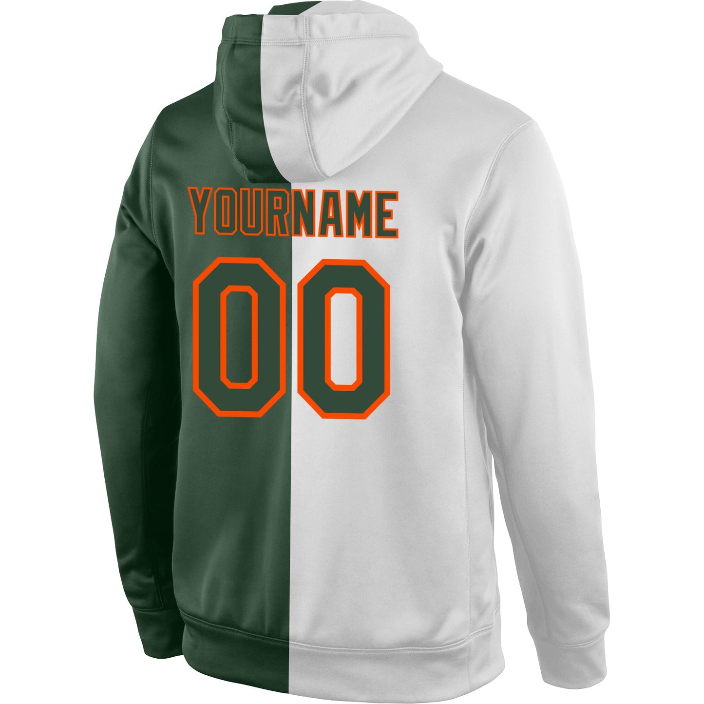 Custom Stitched White Green-Orange Split Fashion Sports Pullover Sweatshirt Hoodie view 3