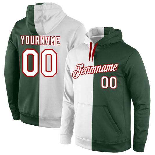 Custom Stitched White Purple-Old Gold Split Fashion Sports Pullover Sweatshirt Hoodie - Main View