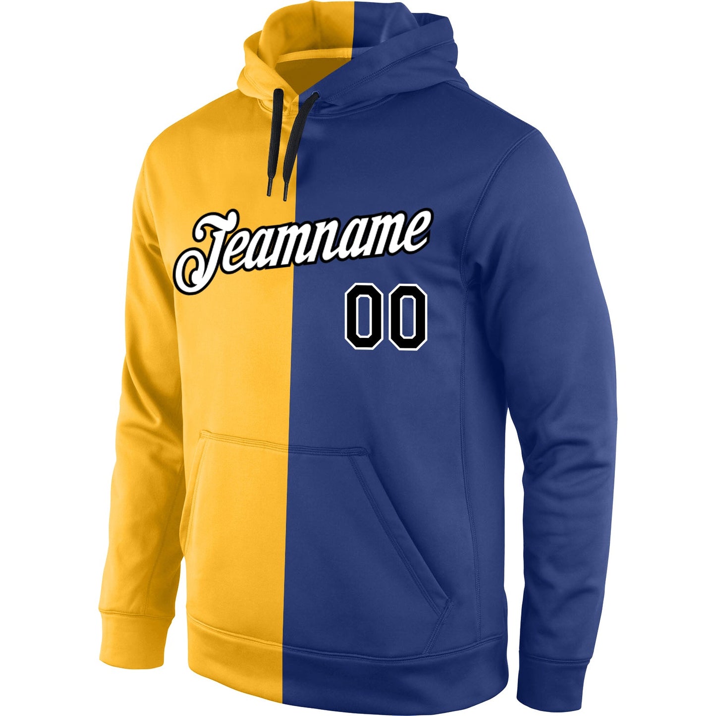 Custom Stitched Gold Black-Royal Split Fashion Sports Pullover Sweatshirt Hoodie view 2
