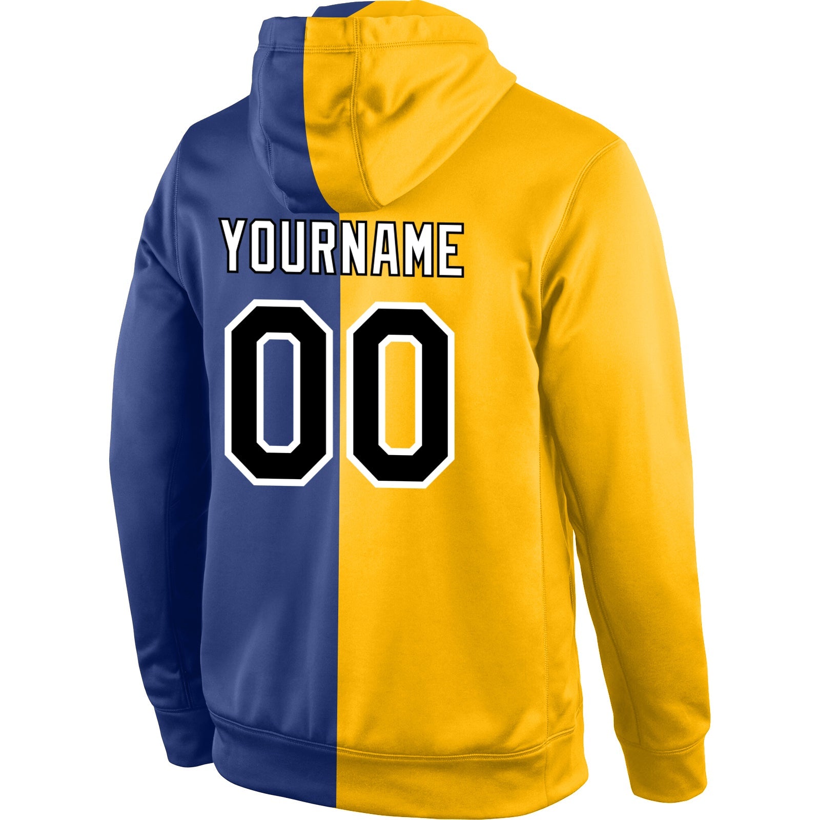 Custom Stitched Gold Black-Royal Split Fashion Sports Pullover Sweatshirt Hoodie view 3
