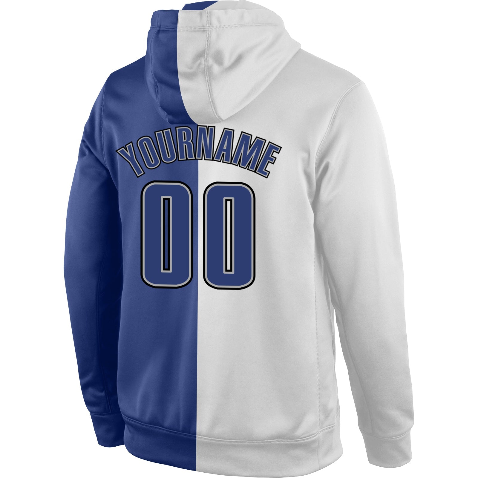Custom Stitched White Royal-Gray Split Fashion Sports Pullover Sweatshirt Hoodie view 3