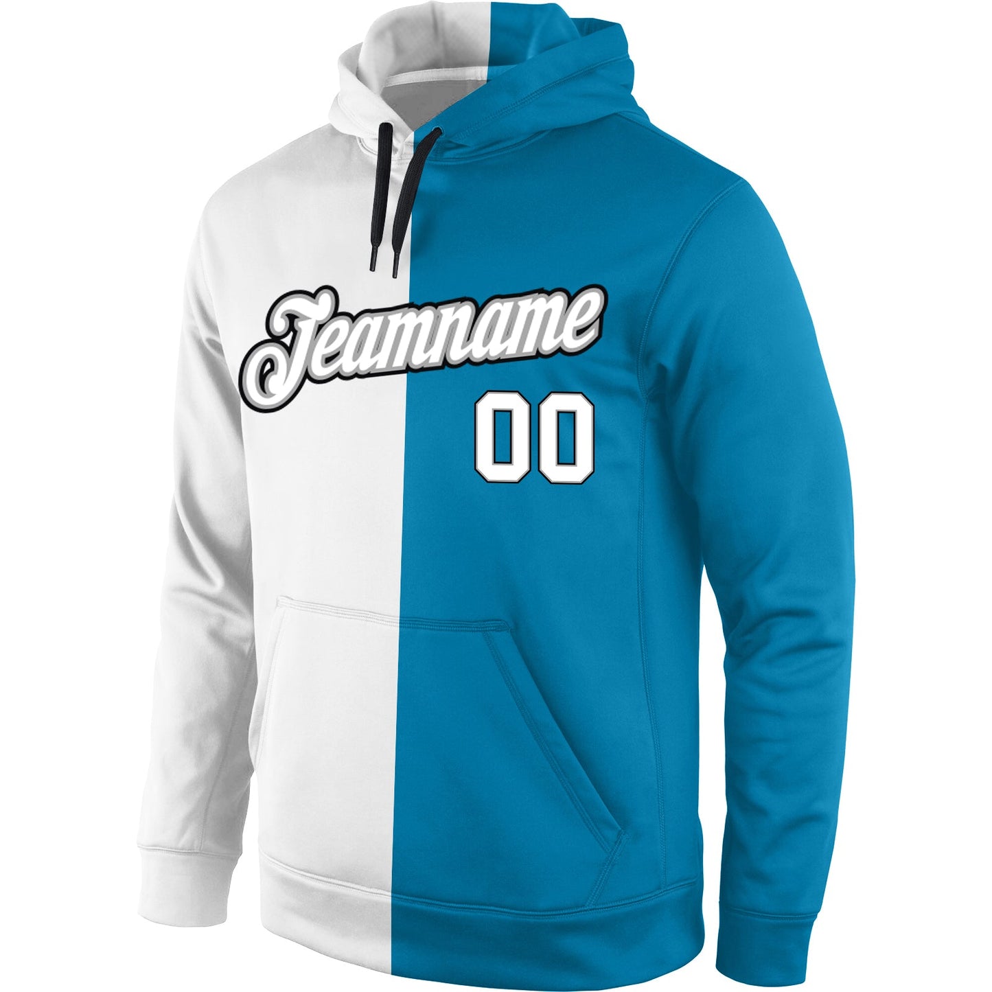 Custom Stitched Panther Blue White-Gray Split Fashion Sports Pullover Sweatshirt Hoodie view 2