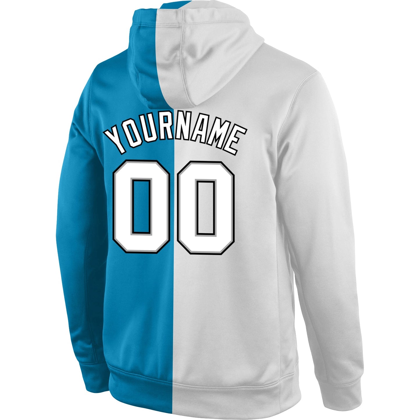 Custom Stitched Panther Blue White-Gray Split Fashion Sports Pullover Sweatshirt Hoodie view 3