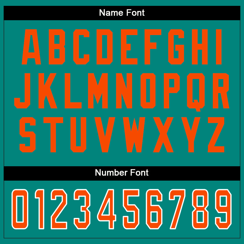 Custom Aqua Orange-White Split Fashion Football Jersey view 4