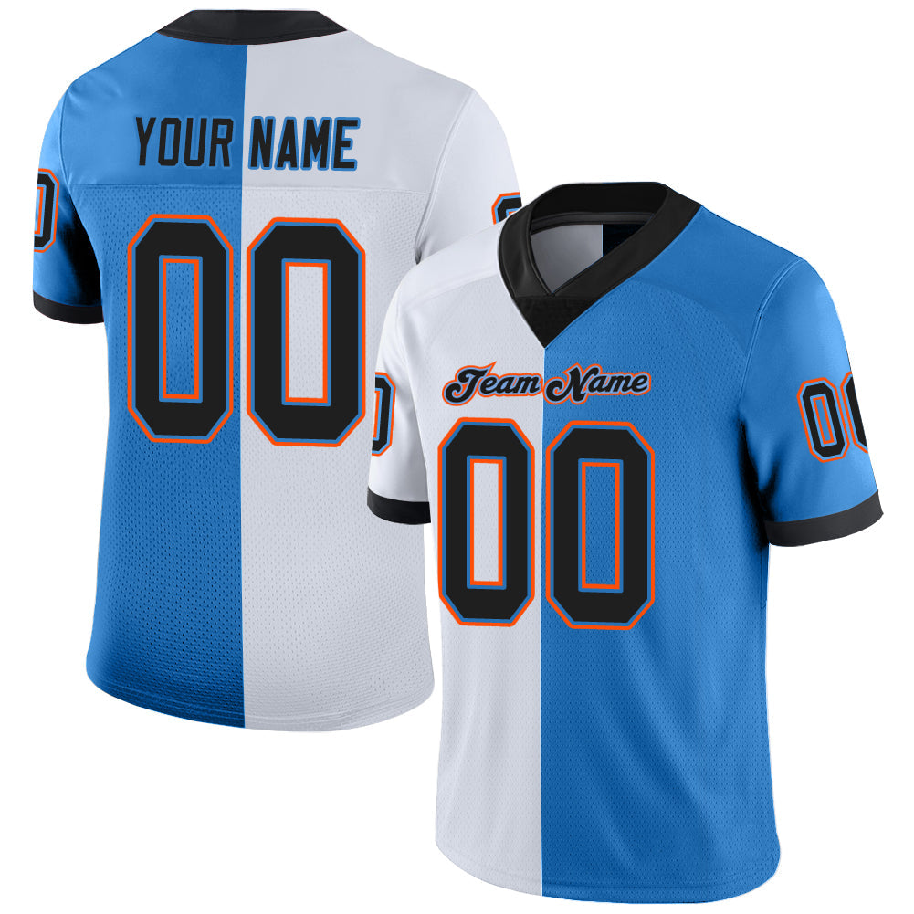 Custom Powder Blue Black-White Split Fashion Football Jersey - Main View