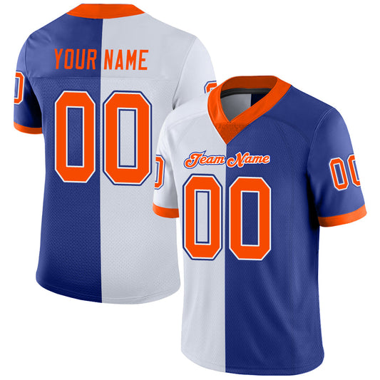Custom Royal Orange-White Split Fashion Football Jersey - Main View
