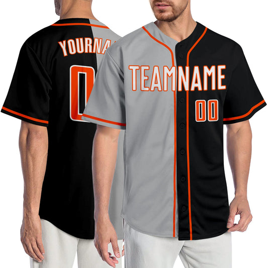Custom Black White-Gray Authentic Split Fashion Baseball Jersey - Main View