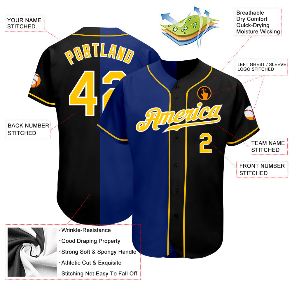 Custom Teal Purple-Gray Authentic Split Fashion Baseball Jersey view 3